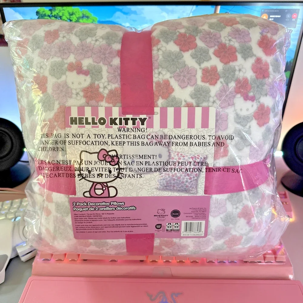 Hello Kitty 2 Pack Decorative Pillows Flower Face Plush Set Kawaii 2025 Sanrio
